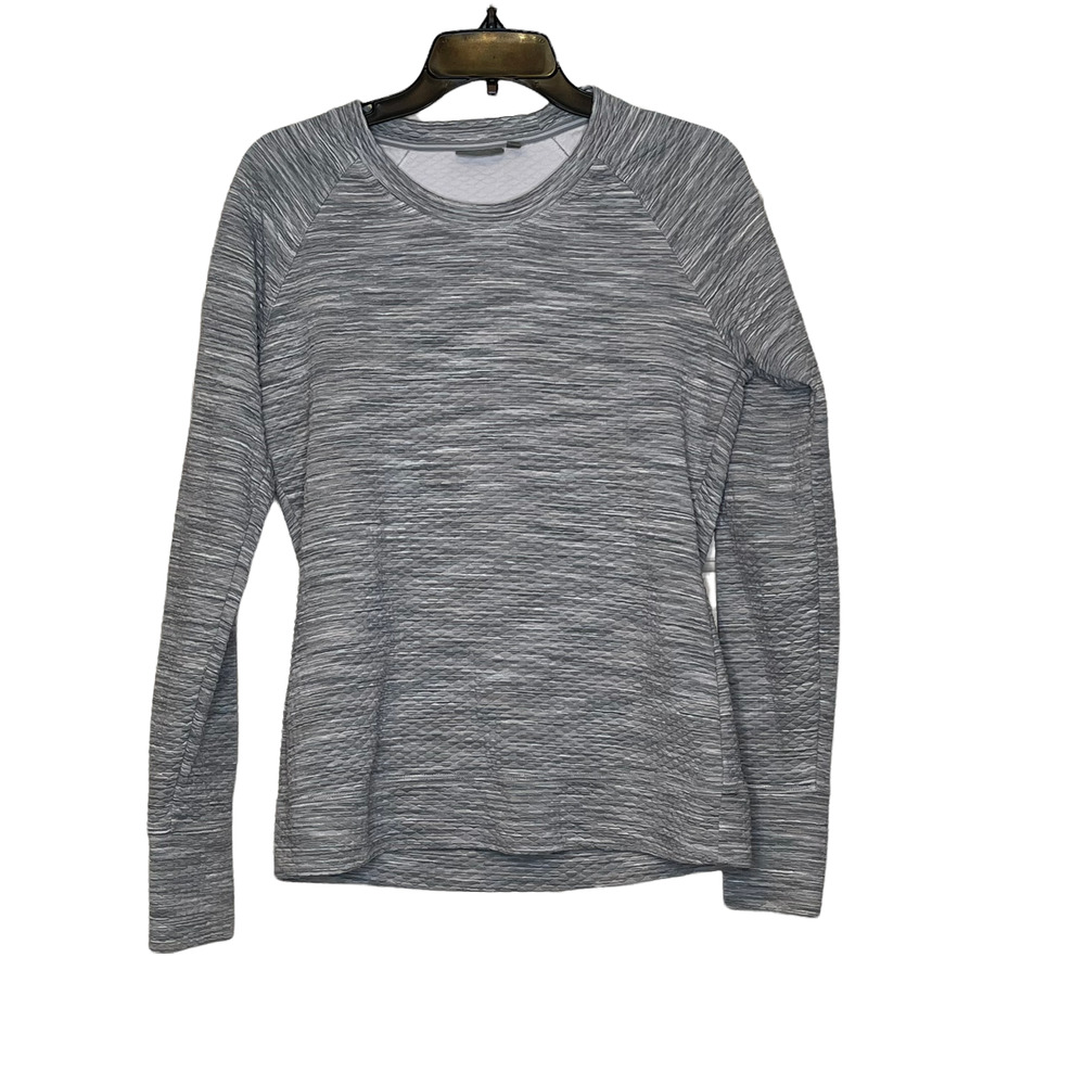 Athleta Womens Sweatshirt Size Medium Gray Multi White Piping Stretch Athleisure